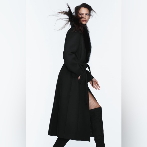 Zara NWT RARE LUXURY RUNWAY WINTER MAXIMALIST MANTECO Faux Fur Collar Wool Coat - Picture 10 of 17